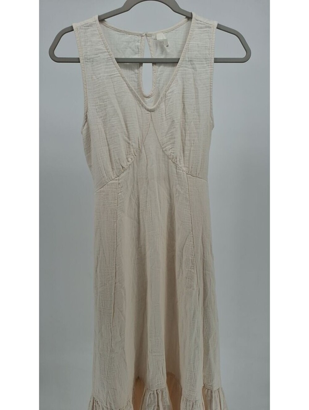 Pact Women's Large Cream Color Coastal Double Gauze Beach To Brunch Dress